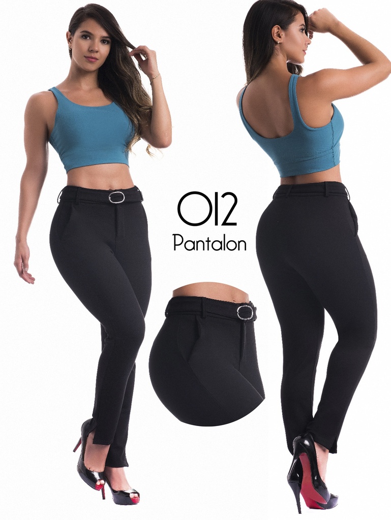[107012S] Pantalón Tiro Alto Ajustados Negro para Mujer 012 (S)