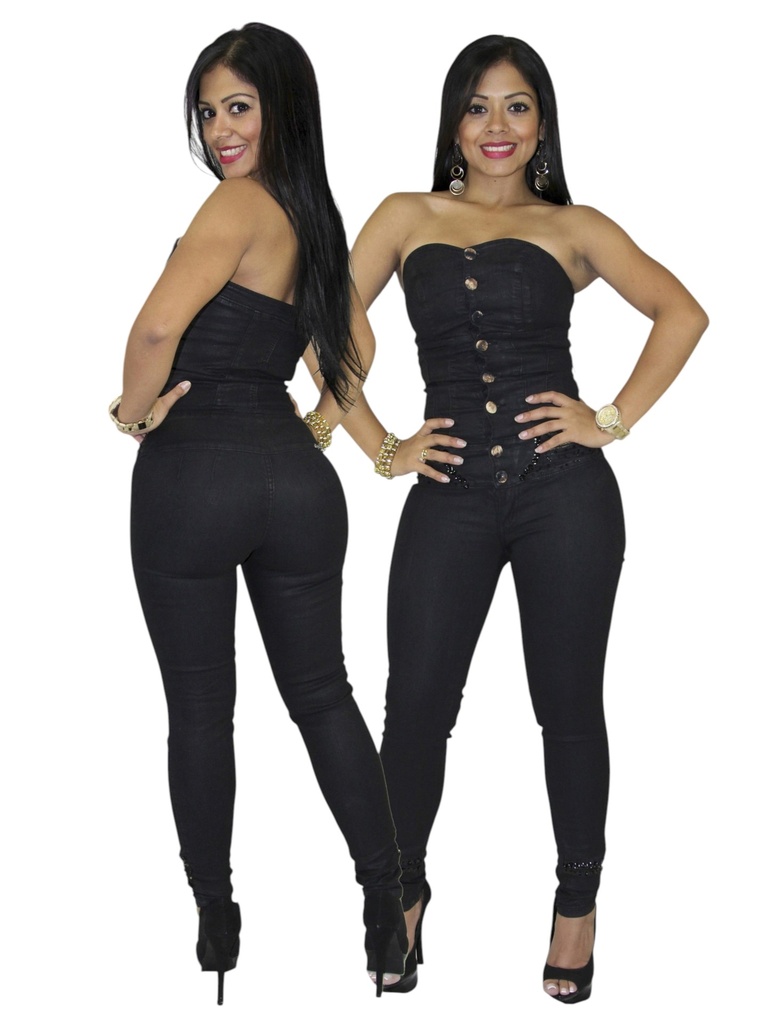 [102212901] Enterizo Strapless Levantacola Negro para Mujer 2129