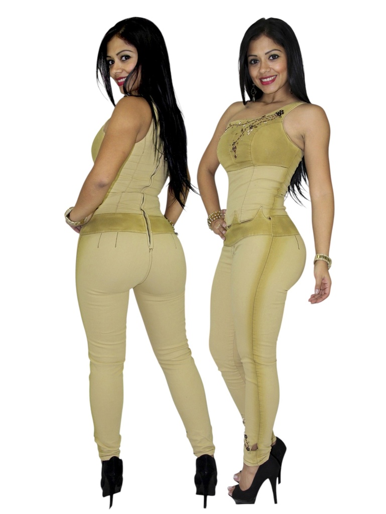 [102212701] Enterizo Strapless Levantacola Dorado para Mujer 2127