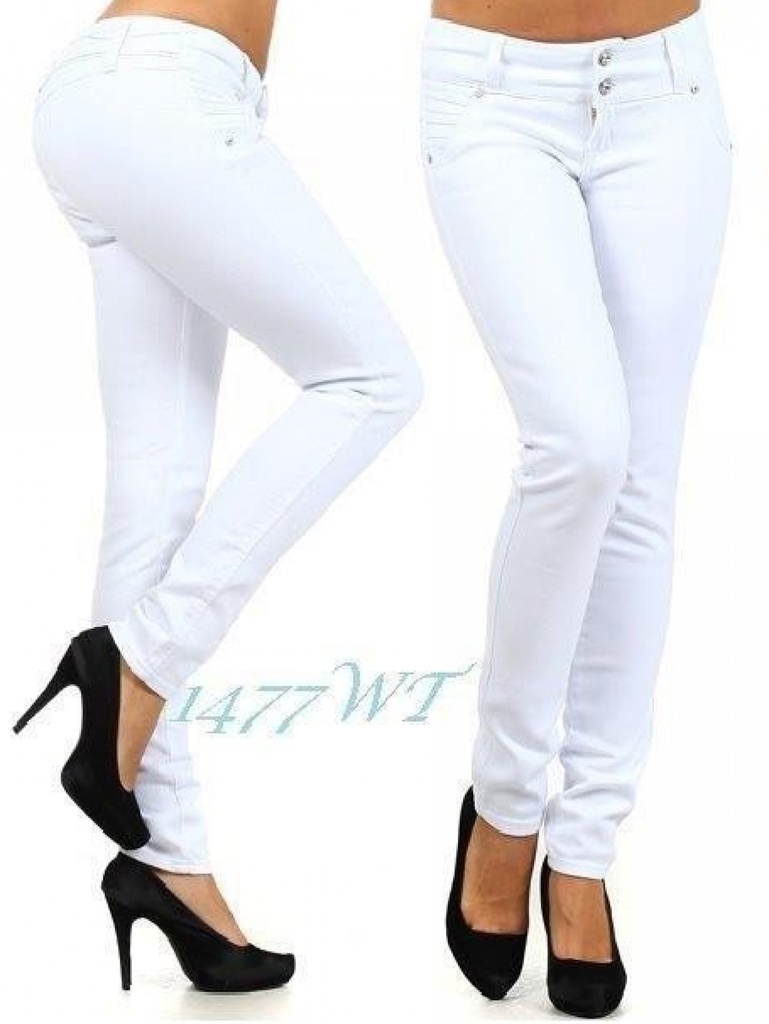 Women's White Butt Lift Skinny Jeans 1477WT