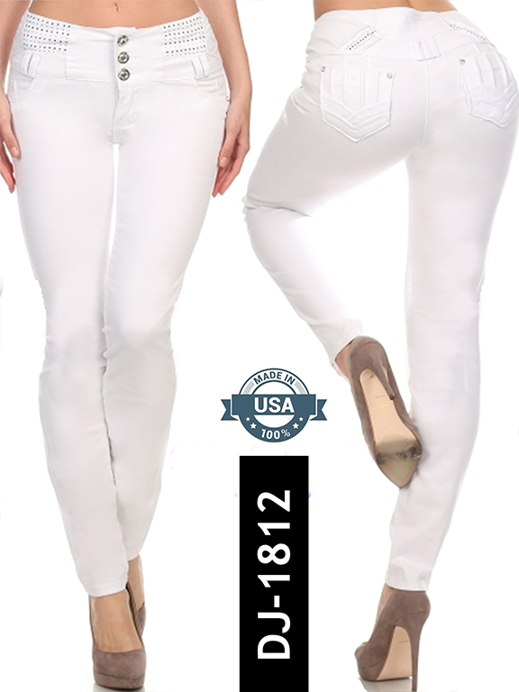 Women's White Butt Lift Skinny Jeans DJ-1812