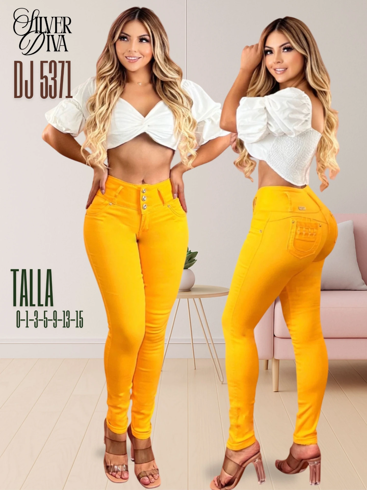 Women's Yellow Butt Lift Skinny Jeans DJ5371