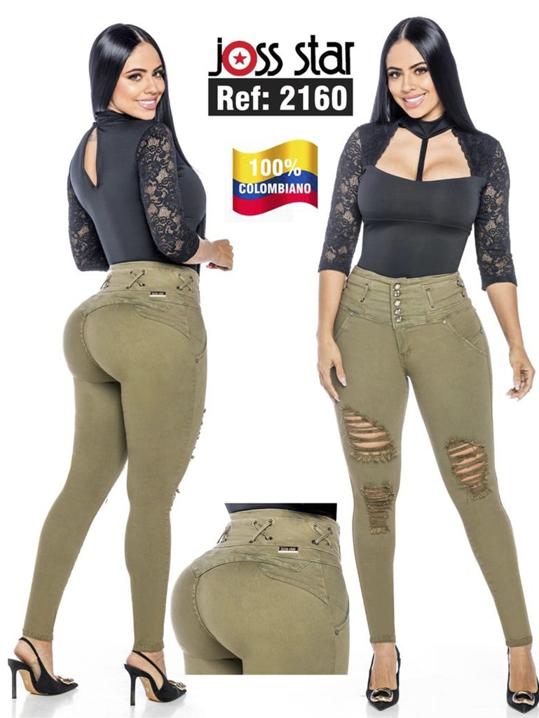 [109216005] Jeans Levantacola Rotos Ajustados Verde Oliva para Mujer 2160 (5)