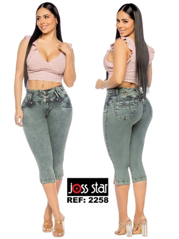 [109225801] Jeans Capri Levantacola Verde Salvia para Mujer 2258 (1)