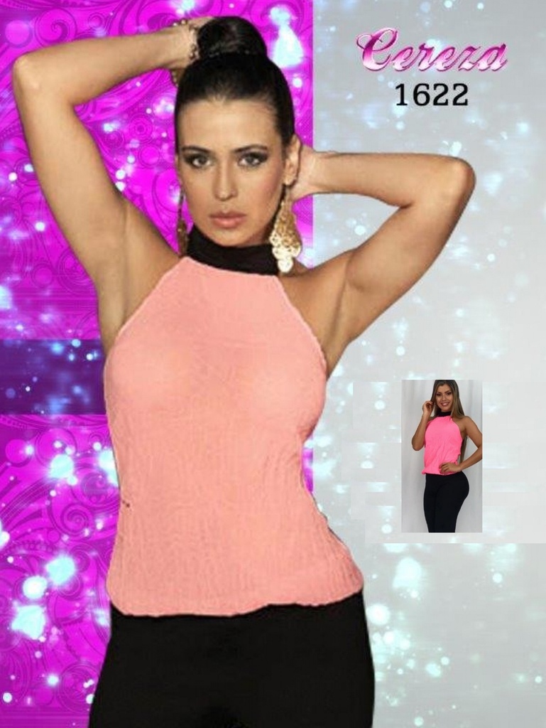 Women's Peach Pink Halter Neck Wide Leg Jumpsuit 1622