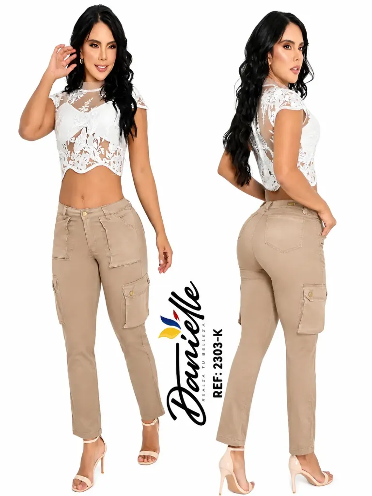 [1092303B07] Women's Beige Cargo Ankle Pants 1203-B (7)
