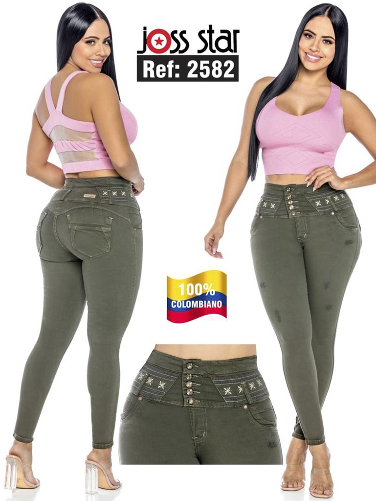 [109258203] Women's Olive Green Butt Lift Skinny Jeans 2582 (3)