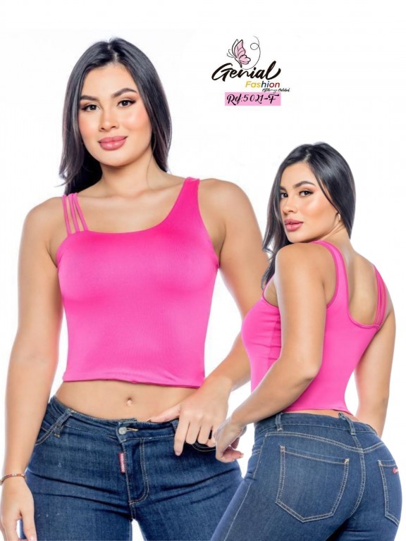 [1095021FM] Women's Hot Pink Double-Strap Top 1095021F (M)