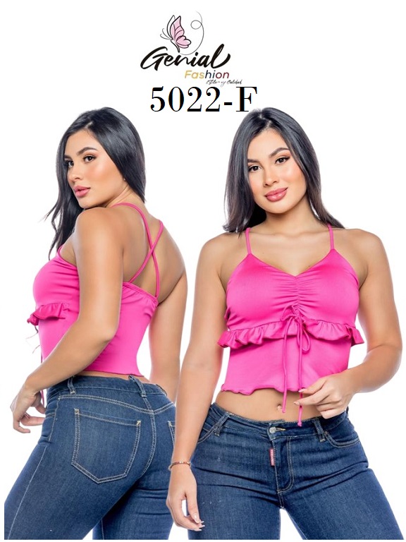 [1095022FS] Women's Hot Pink Ruffle Cami Top 5022-F (S)