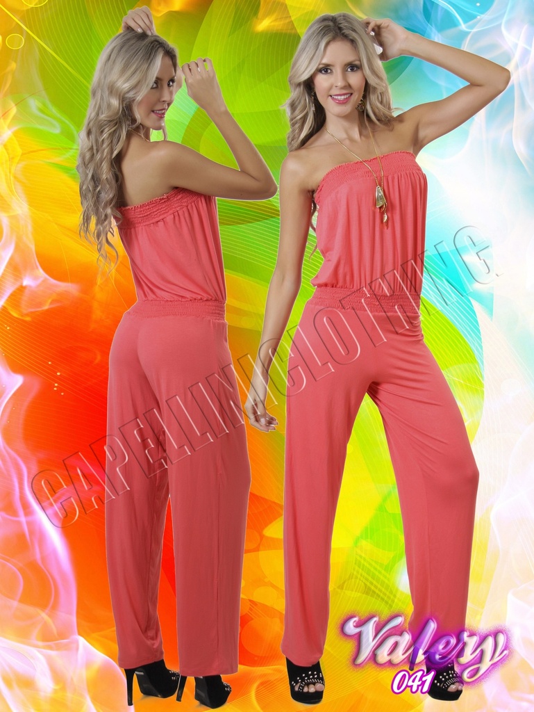Women's Coral Strapless Wide Leg Jumpsuit 3041