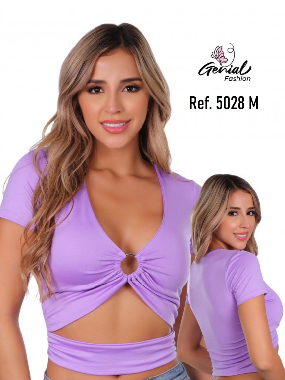 [1095028MS] Crop Top Torcida al Frente Lila para Mujer 5028M (M)