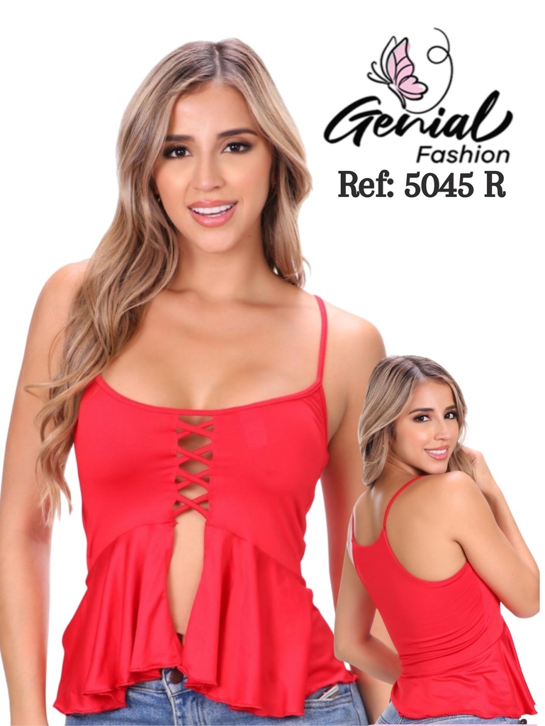 Top Camisola Peplum con Cordón Rojo para Mujer 5045R
