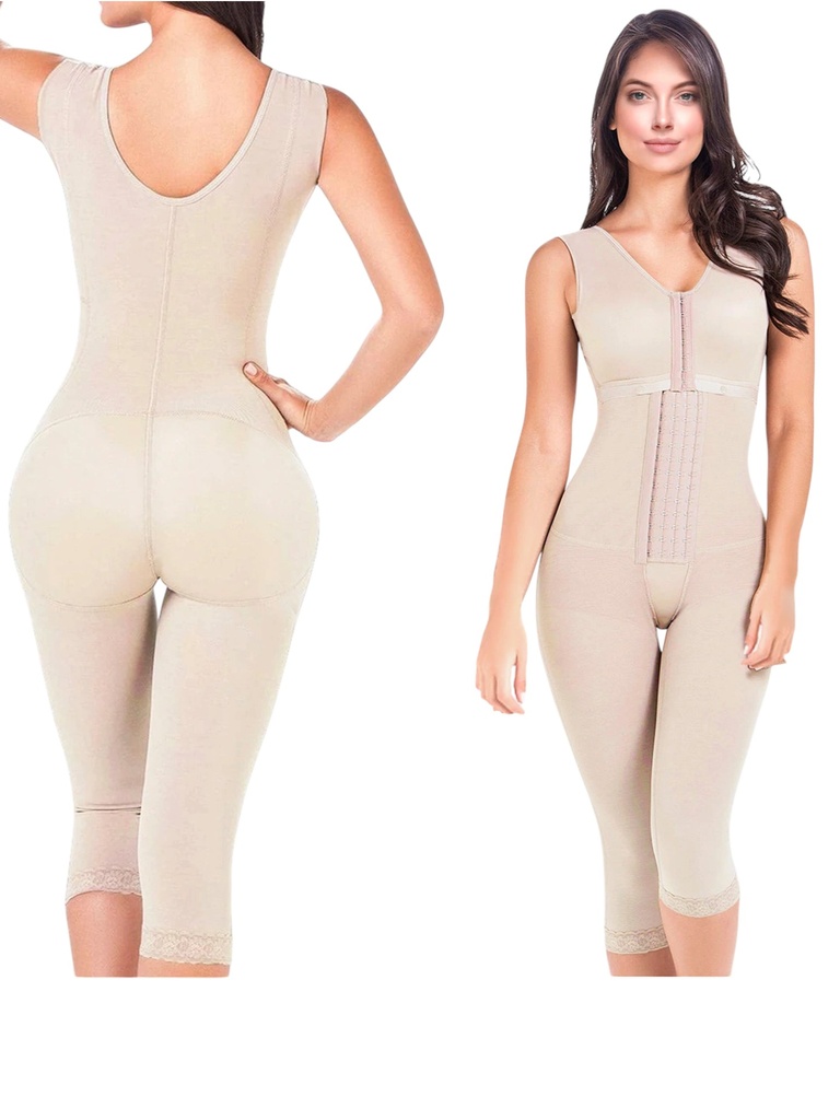 [1106015S02] Faja Moldeadora Faja Cuerpo Completo Hasta la Rodilla Beige para Mujer 6015-02 (S)