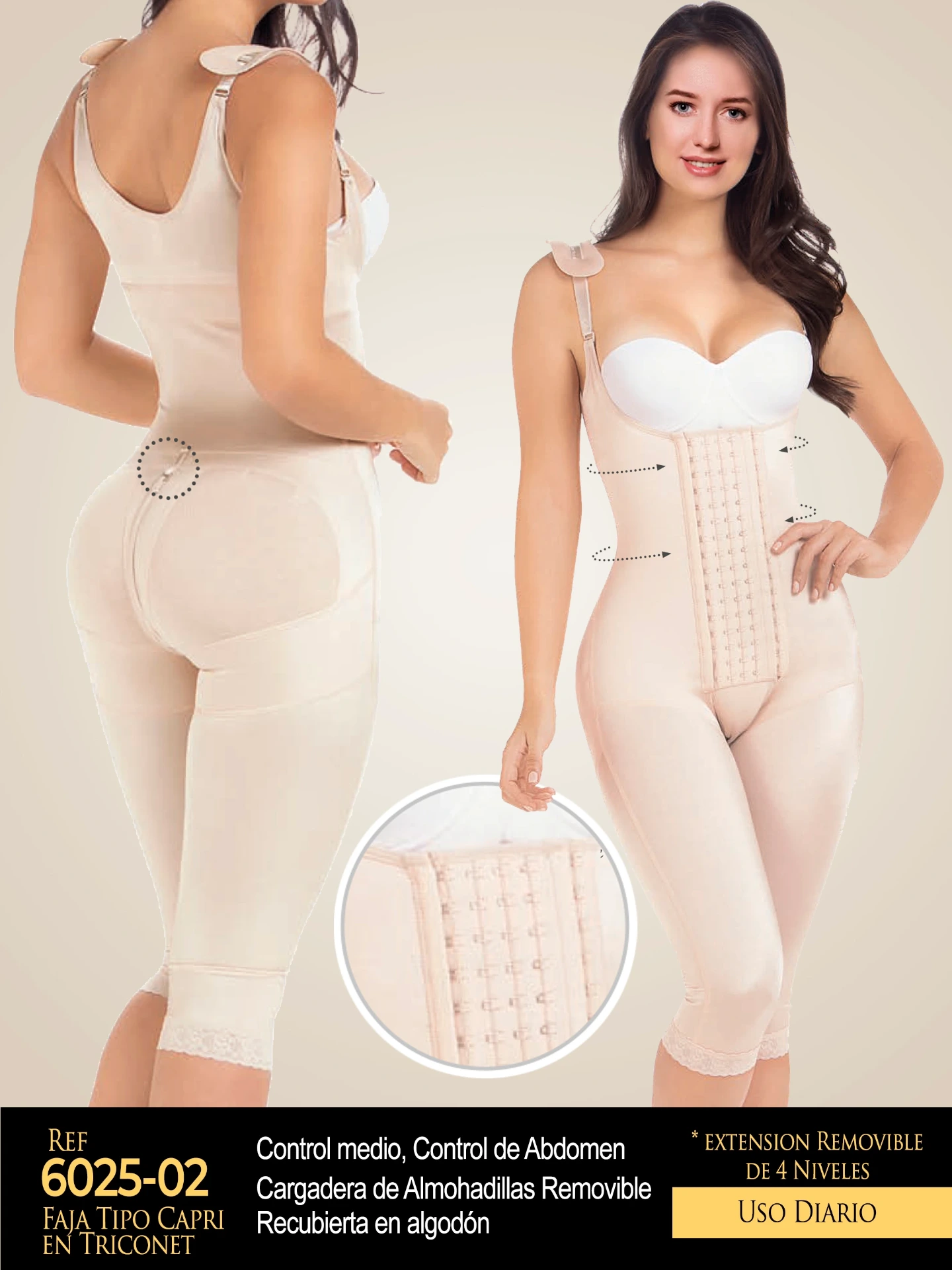Faja Moldeadora Faja Busto Abierto Hasta la Rodilla Beige para Mujer 6025-02