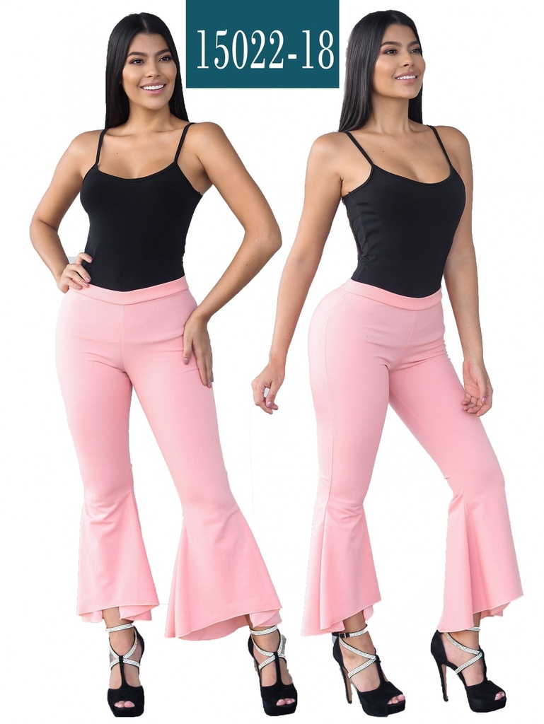 [1121502218S] Pantalón Acampanados Tiro Alto Rosa para Mujer 15022-18 (S)