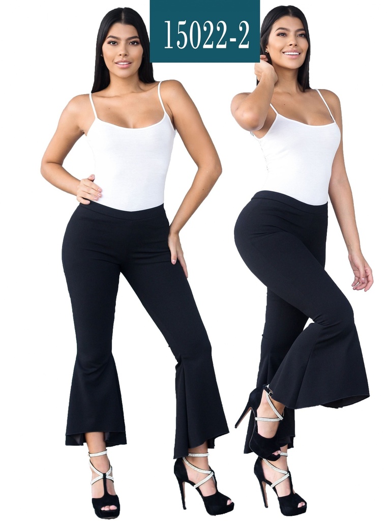 [112150222M] Women's Black Flare High Waist Pants 15022-2 (M)