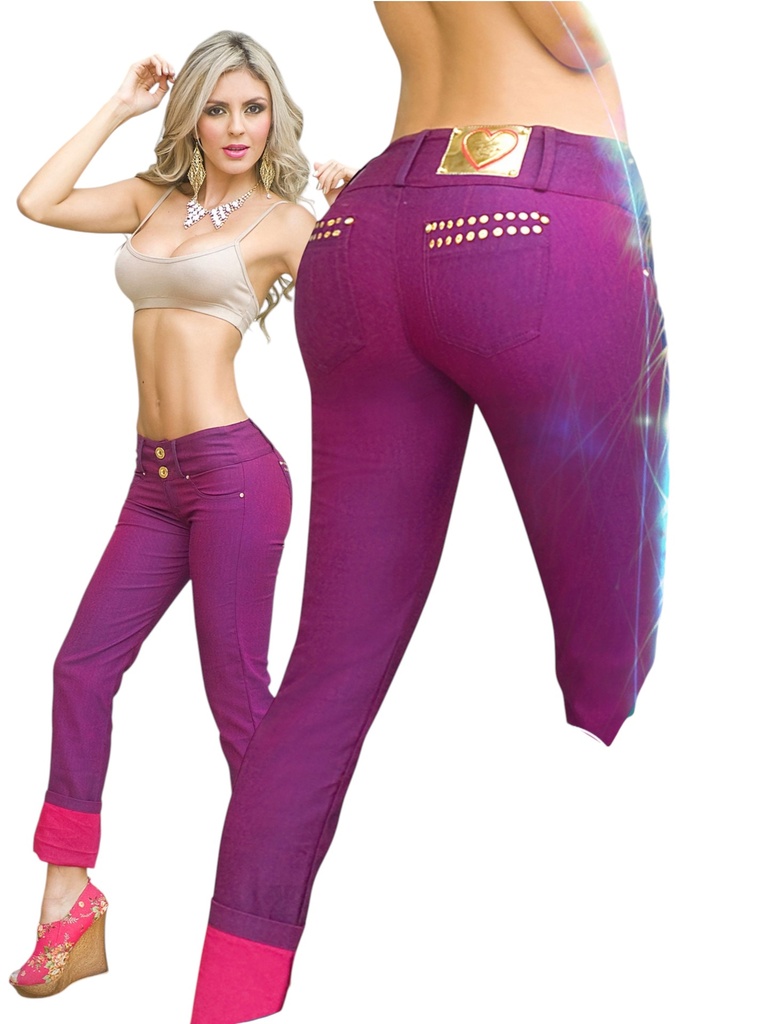 [112671601] Women's Purple Coated Metallic Skinny Pants 6716 (1)