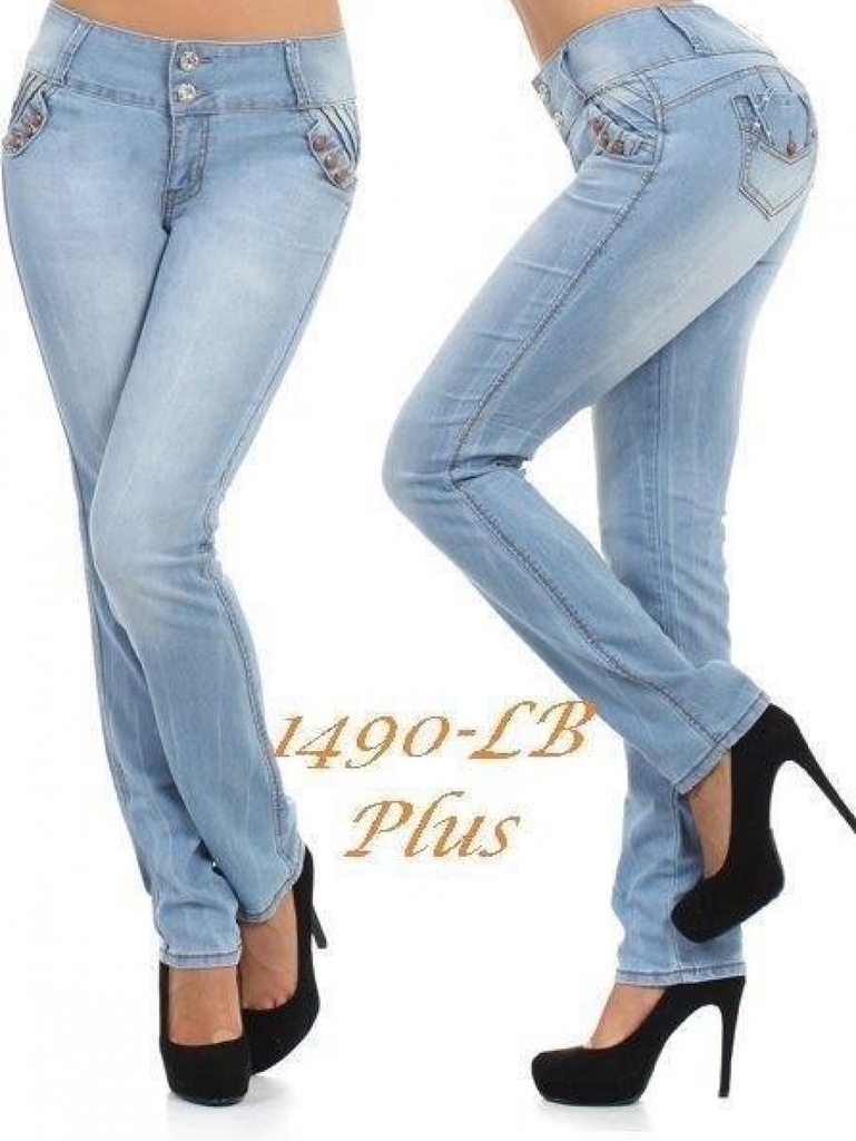 [1081490MM09] Jeans Levantacola Ajustados Lavado Claro para Mujer 1490-LB Plus
