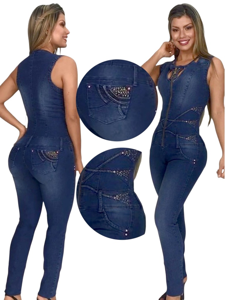 [113764201] Enterizo Colombiano en Jean Yes Brazil 7642 – Sin Mangas con Strass (1)