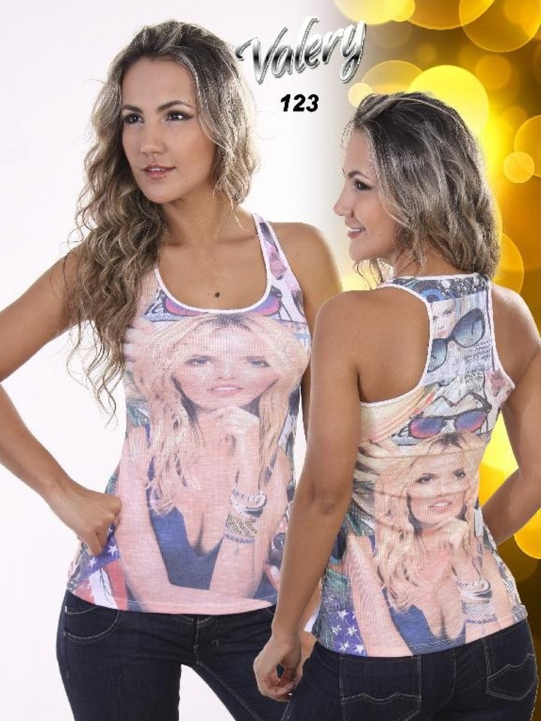 Top Espalda Nadadora Gráfica Estampado para Mujer 123