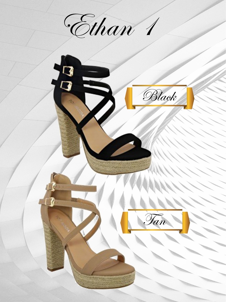 [200ETHAN1T7] Tacones Tacón Grueso con Plataforma de Tiras Beige Camel para Mujer Ethan-1 (7)