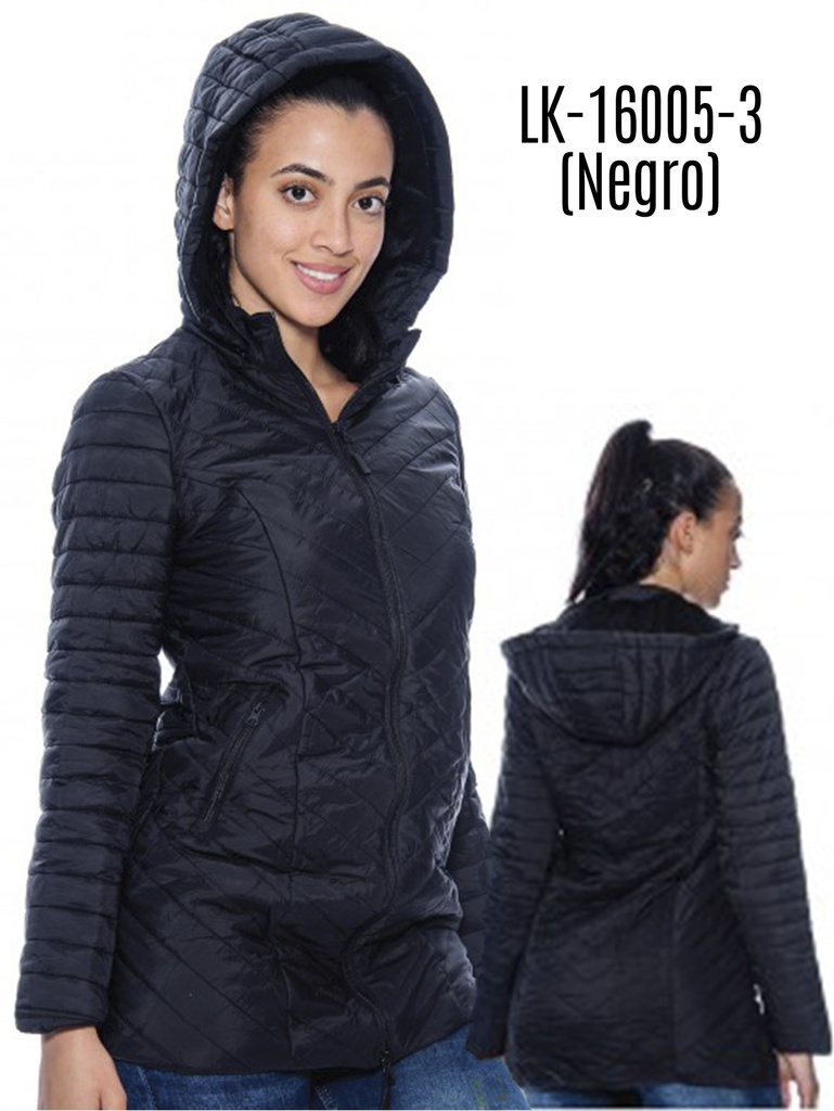 [200LK160053S] Women's Black Hooded Puffer Jacket LK-16005-3 (S)