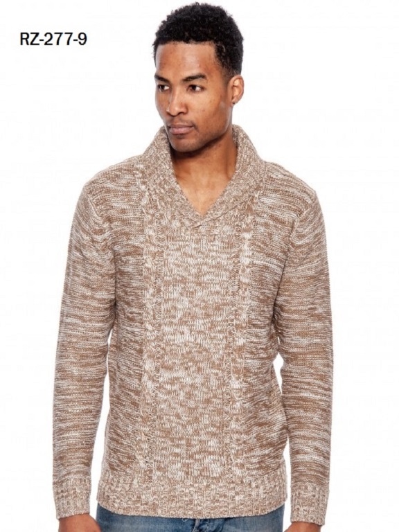 Men's Mocha Marled Shawl-Collar Knit Sweater – L.A
