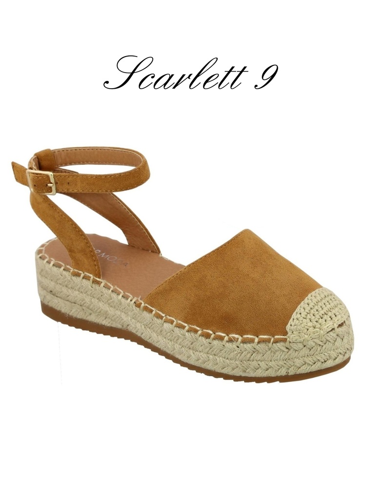 [200SCARLETT99] Sandalias Plana Espadrille con Correa al Tobillo Café Claro para Mujer Scarlett-9 (9)