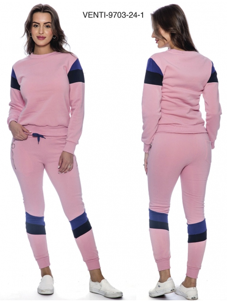 [200VENTI9703241XL] Conjunto Deportivo Sudadera y Jogger Rosa y Azul Marino para Mujer Venti-9703-24-1 (XL)