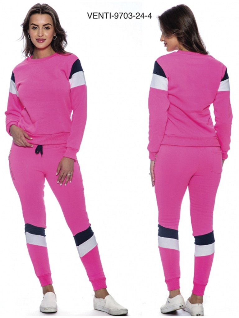 [200VENTI9703244L] Conjunto Deportivo Sudadera Bloques de Color y Jogger Magenta para Mujer Venti-9703-24-4 (L)