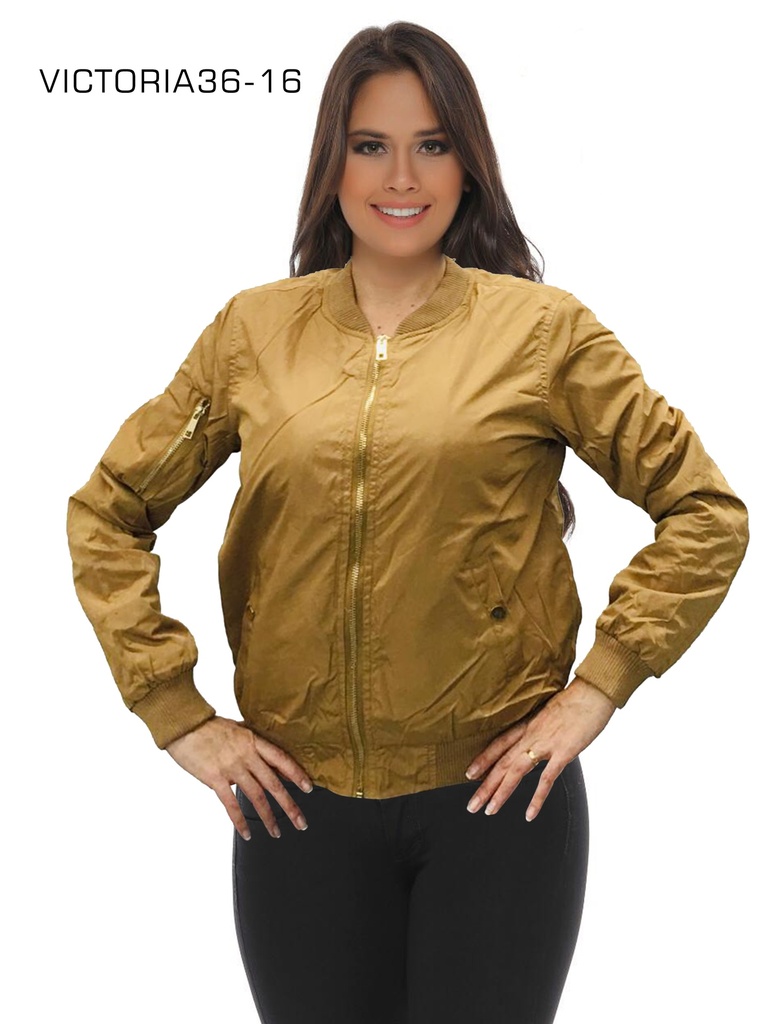 Chaqueta Chaqueta Bomber de Satén Mostaza para Mujer Victoria36-16