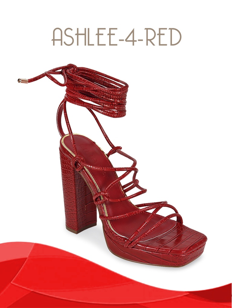 [210ASHLEE4R9] Sandalias Tiras con Cordones Plataforma y Tacón Grueso Rojo para Mujer Ashlee-4 Red (9)