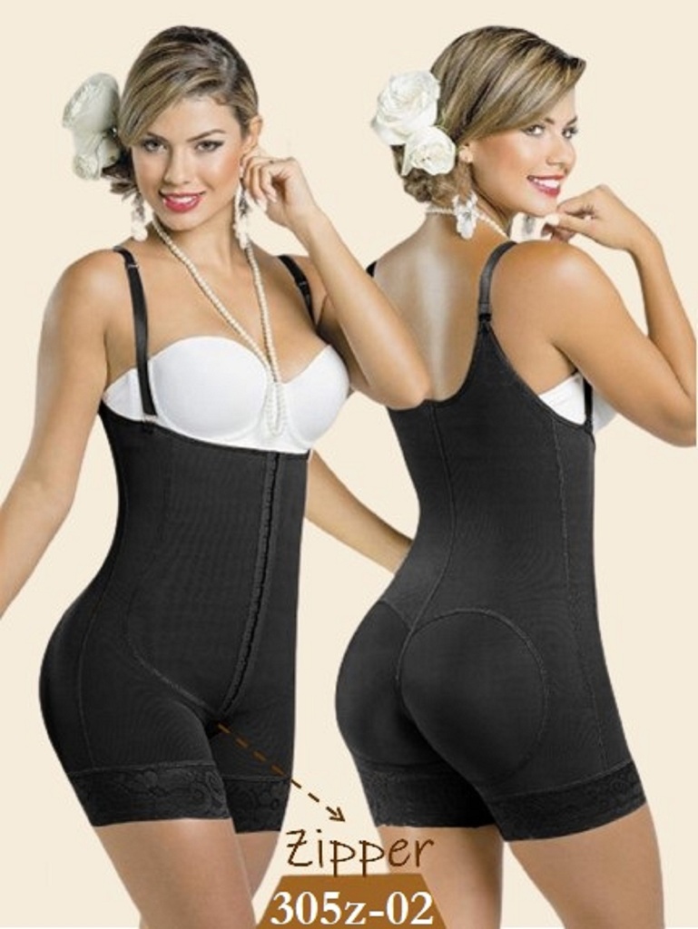 Women's Black Zipper Short Body Shaper Shapewear Body Shaper 305Z-02