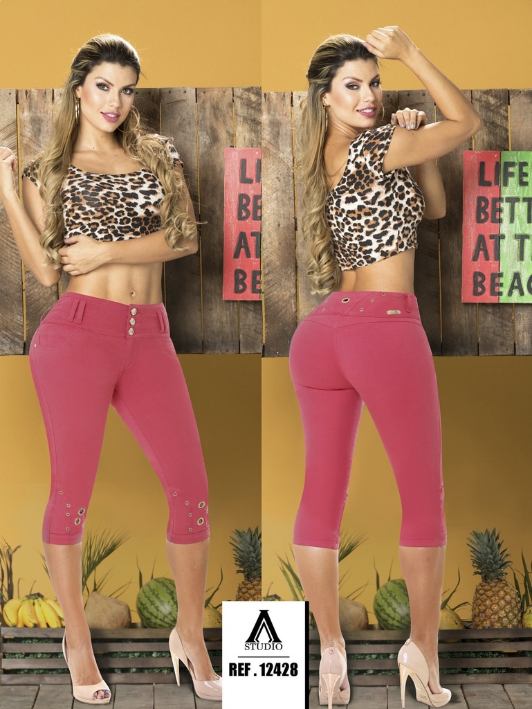 [00023512428AA01] Women's Raspberry Butt Lift Capri Jeans 12428AA (1)