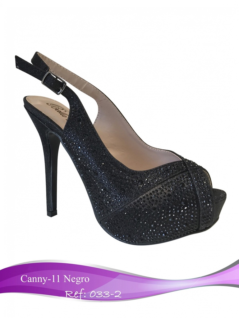 [23803329] Women's Black Sparkle Peep-Toe Slingback Heels Canny-11 (9)