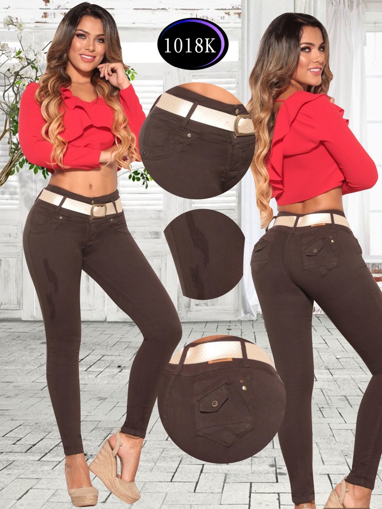 Women's Chocolate Brown Butt Lift Skinny Jeans 1018K