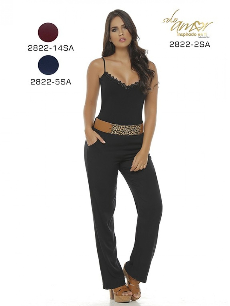 [246282214SAS] Enterizo Tirantes Pierna Recta Negro para Mujer 2622-14SA (S)