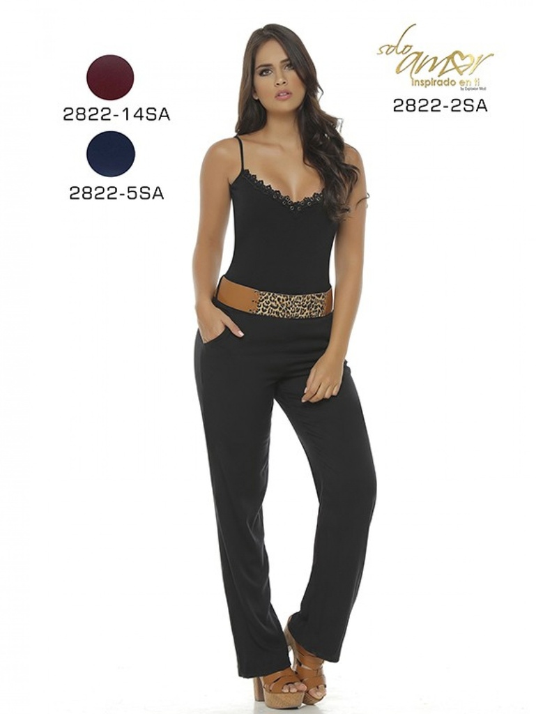 [24628225SAS] Women's Black Cami Straight Leg Jumpsuit 2622-25SA (S)