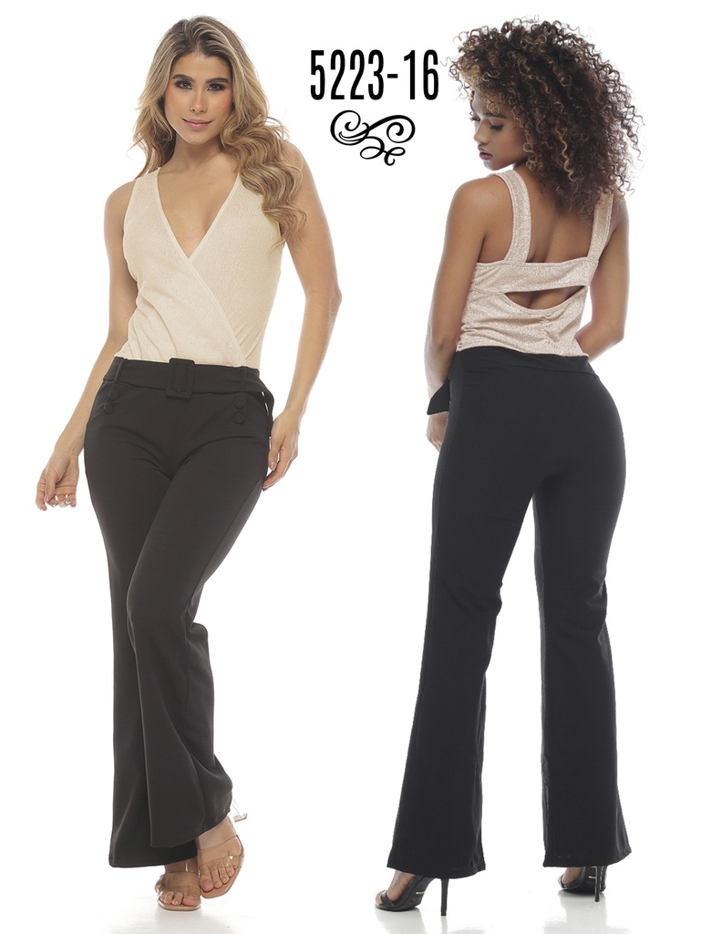[246522316S] Women's Cream & Black Wrap Top Flare Leg Jumpsuit 5223-16 (S)