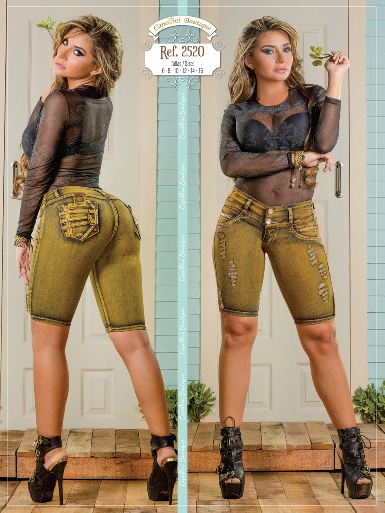Women's Olive Green Embellished Bermuda Denim Shorts 106252001