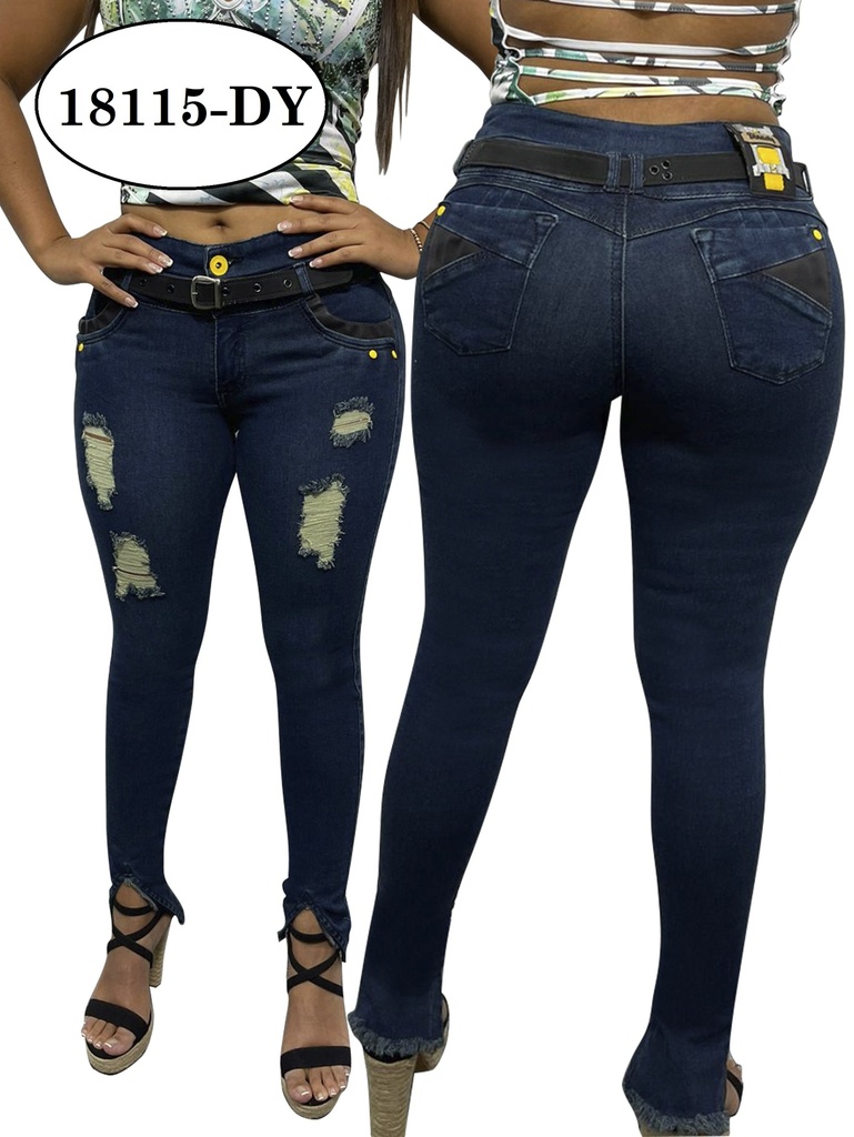 Dinasty Colombian Butt Lifting Skinny Jeans 18115 – Ripped, Dark Wash