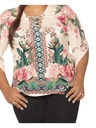 Blusa Frente con Cordones Floral Rosa para Mujer 3774-5VK
