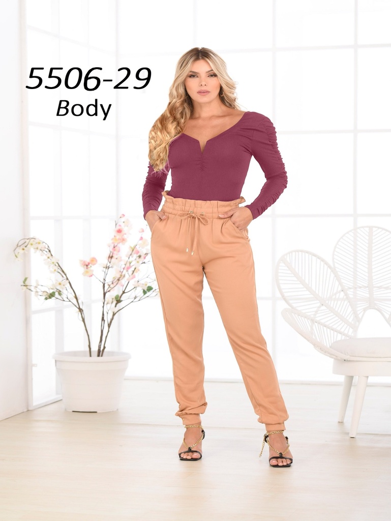 Women's Burgundy Long Sleeve Henley Bodysuit 5506-29
