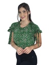 Women's Green Zebra Print Tie-Sleeve Blouse 5875-8