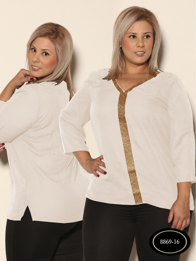 Women's Cream Gold-Trim Blouse 8869-16