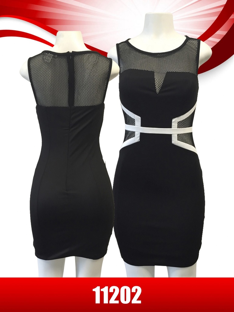 Women's Black Mesh Cutout Bodycon Dress 11202