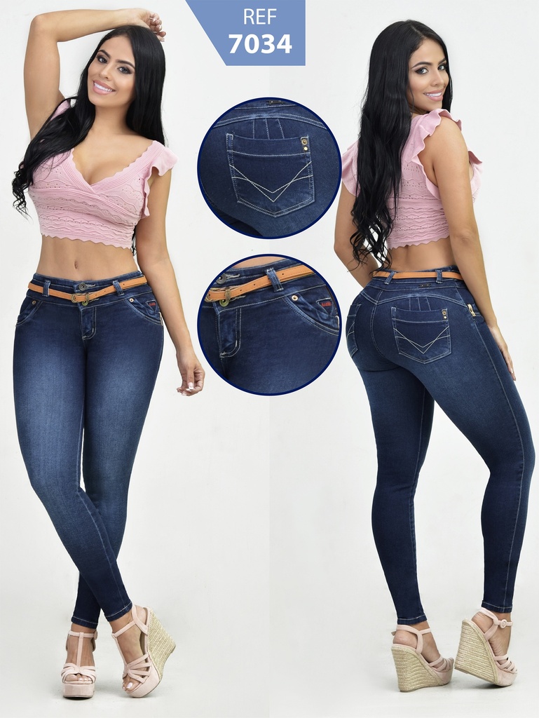Women's Dark Navy Butt Lift Skinny Jeans 7034
