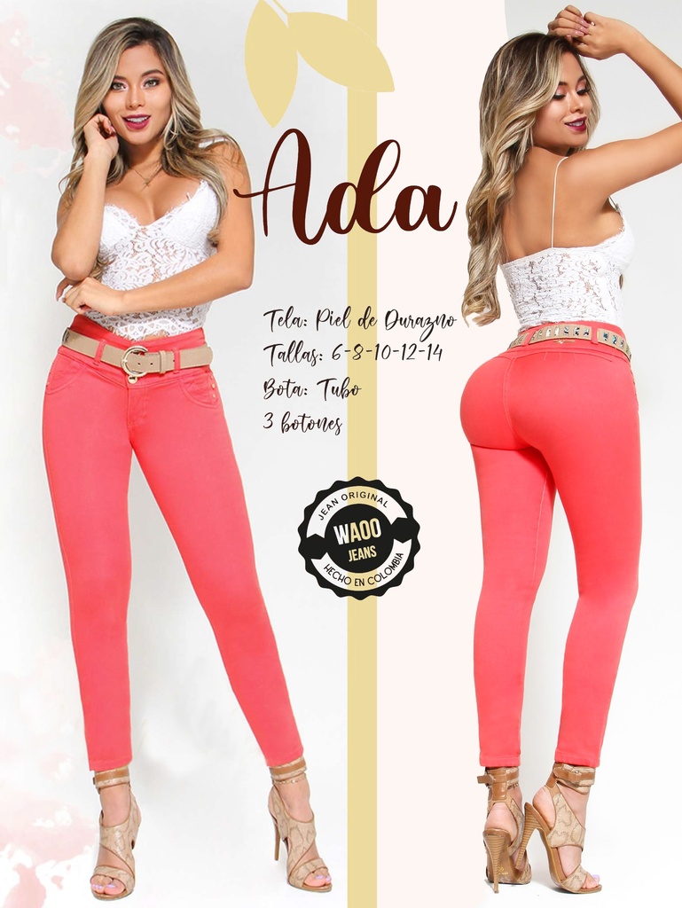 Women's Coral Pink Butt Lift Skinny Jeans Ada