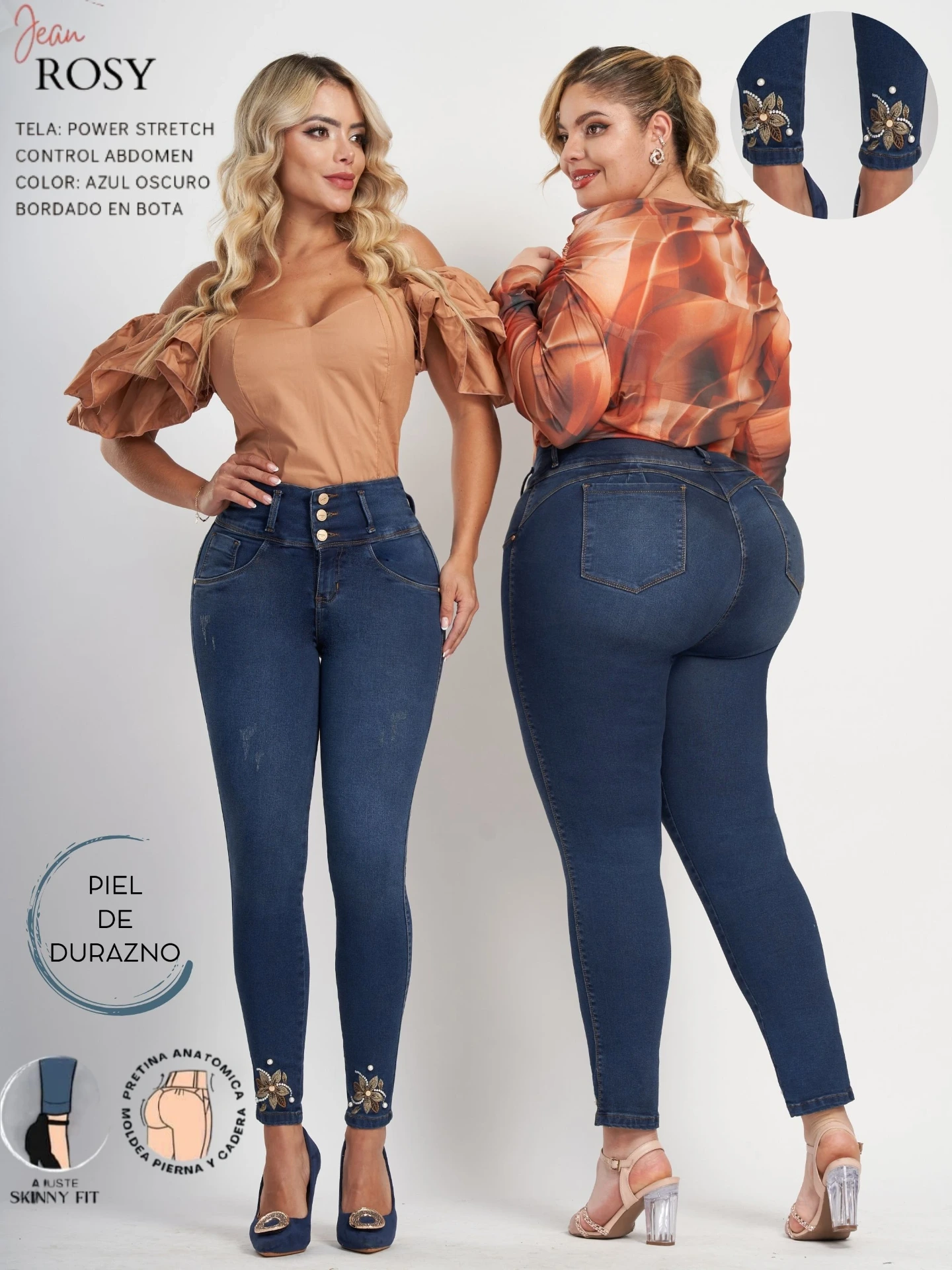 [300ROSY03] Jeans Levantacola Ajustados Azul Oscuro para Mujer Rosy (3)