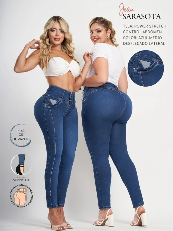 [300SARASOTA03] Women's Dark Wash Butt Lift Skinny Jeans Sarasota (3)